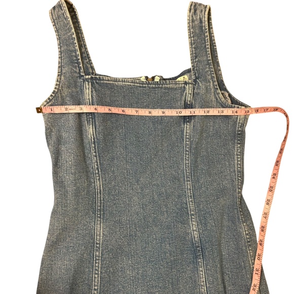 Abercrombie Denim Column Midi Dress size medium Jean sleeveless square neck - Picture 8 of 9
